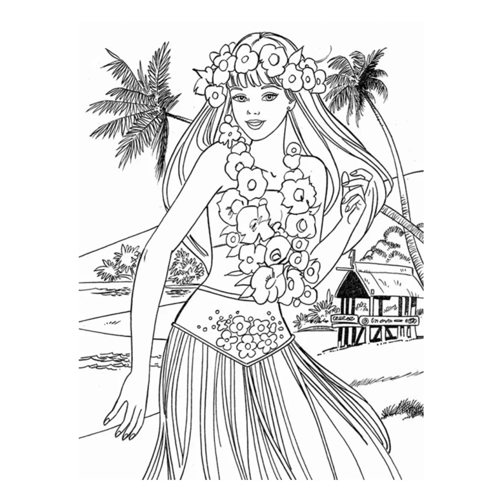 Desenho da Barbie fashion aesthetic para imprimir e colorir
