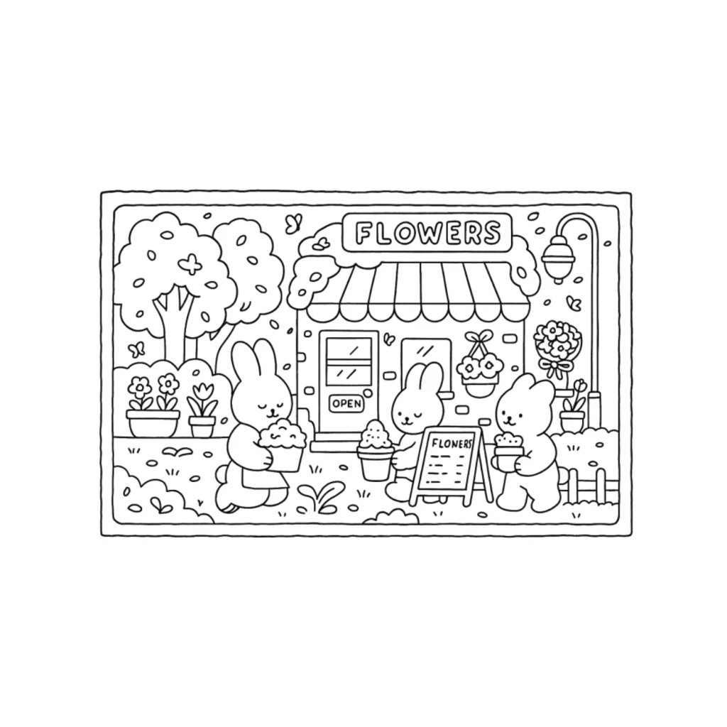 Fresh flowers Bobbie Goods garden day coloring page