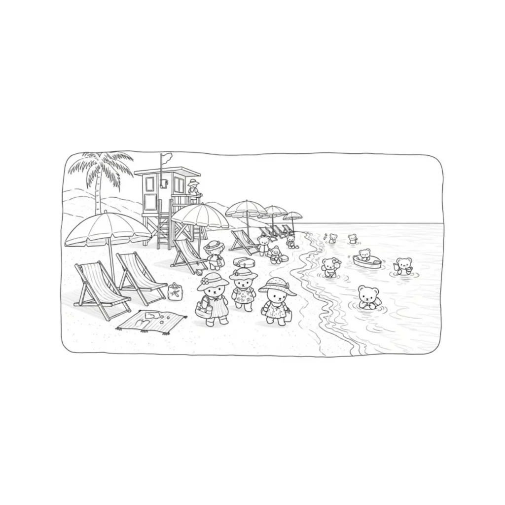Bobbie Goods praia ensolarada para colorir