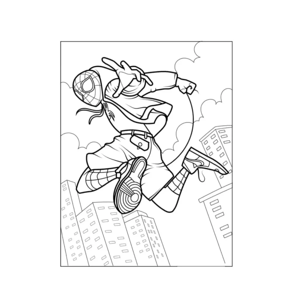 áginas para Colorir do Homem-Aranha Pulando