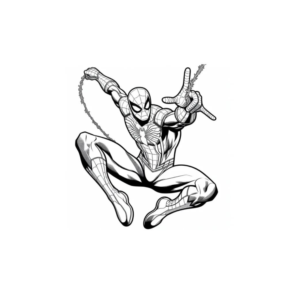 páginas colorir Homem-Aranha saltando no ar