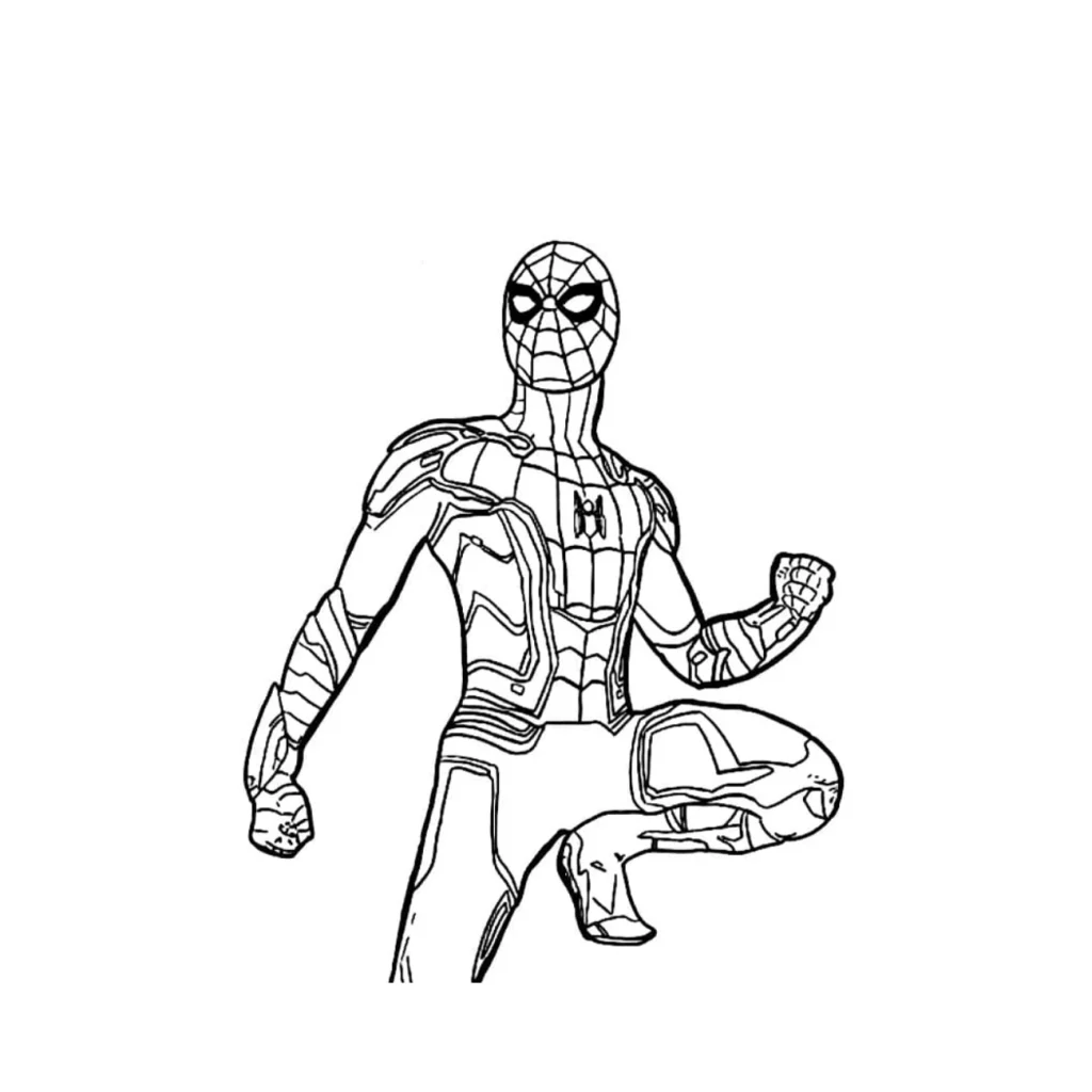 Páginas Colorir Homem-Aranha Poses de Força